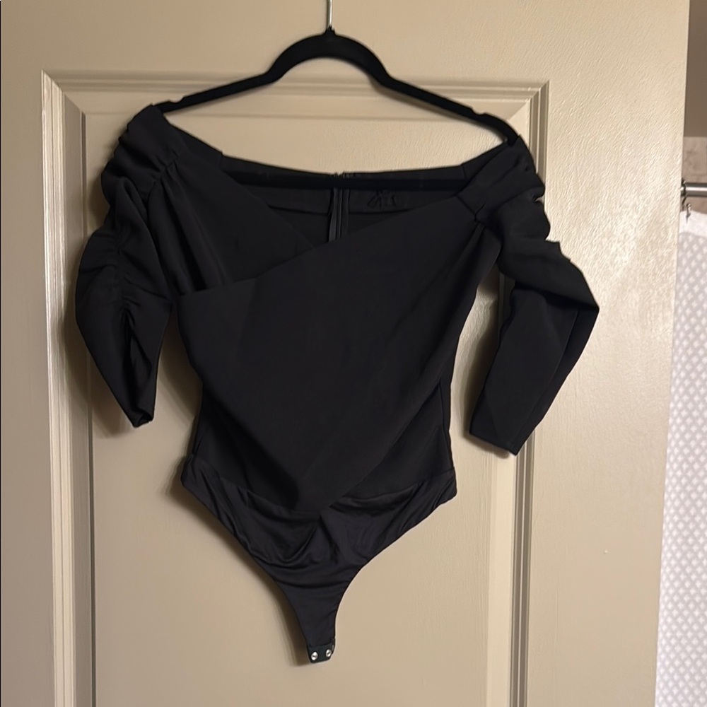 NBD Black Off-Shoulder Bodysuit